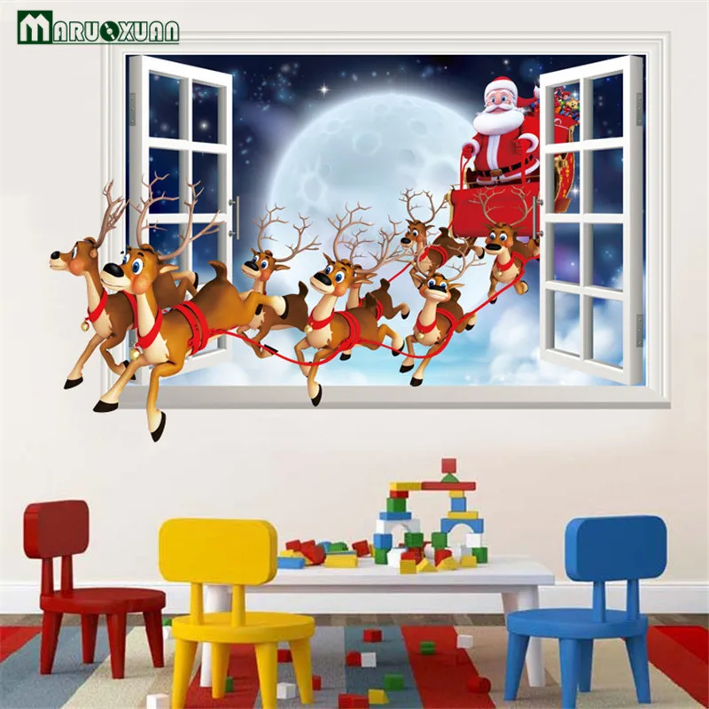 Yunxi Rainbow Surf Cartoon Stickers Children Bedroom Living Room Yunxi Jendela Palsu Stiker Ruang Tamu Kaca Kabinet Latar Belakang Dekoratif Wallpaper Pvc