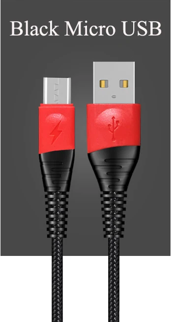 USB кабель 2.4A type C зарядное устройство для Android micro usb кабель для samsung huawei Xiaomi LG все микро-usb для устройств на аndroid кабели для мобильного телефона type-c - Цвет: Black Micro USB