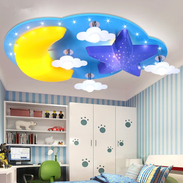 Us 141 55 24 Off Creative Cartoon Star Moon Children S Room Bedroom Ceiling Lamp Led Boys And Girls Cartoon Children Room Lighting In Pendant Lights