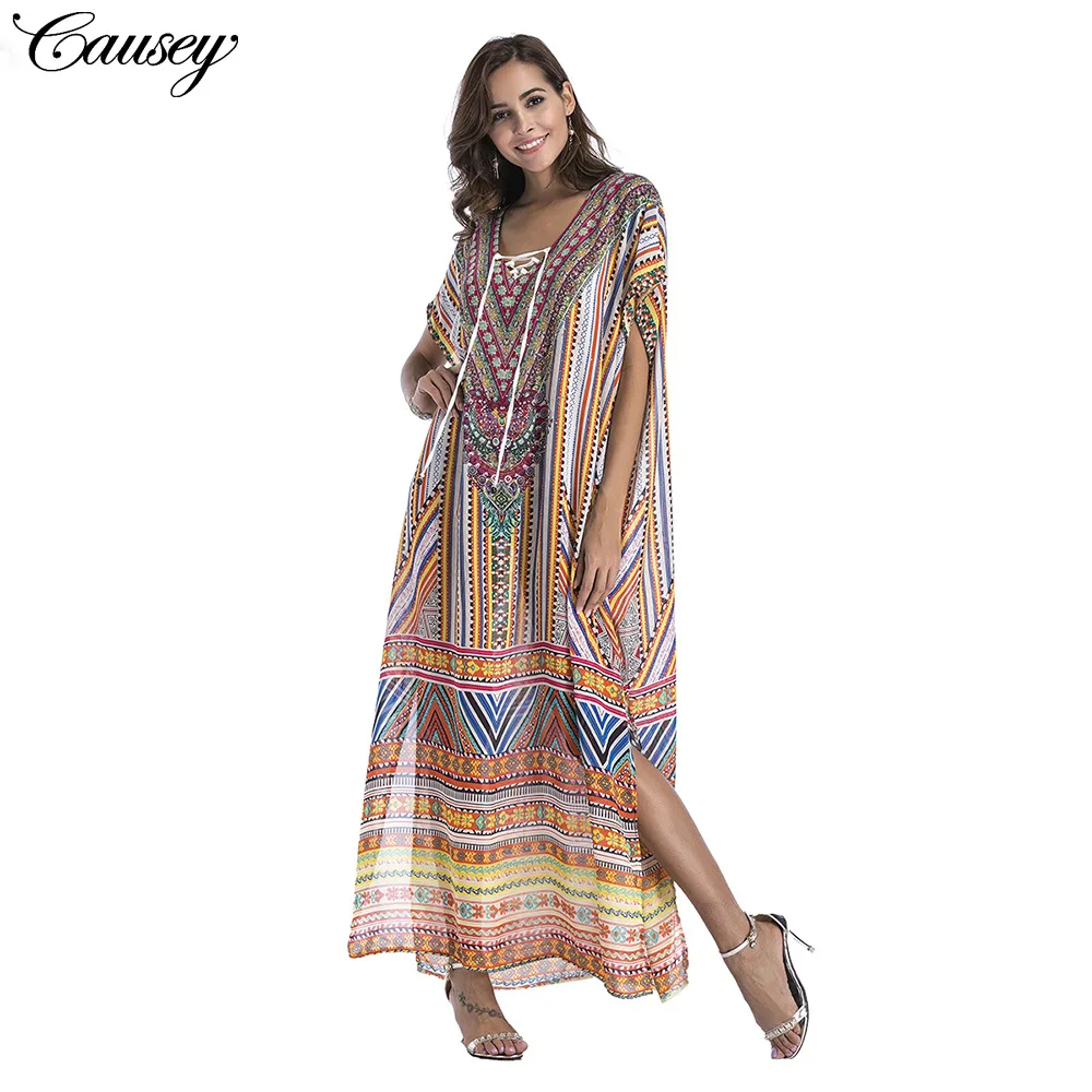 

Pareo Beach Tunic Women's Wear Women Beachwear For Shirt Cover Up Robe De Plage Sarong 2019 Wish Tong Chiffon Outside Printed