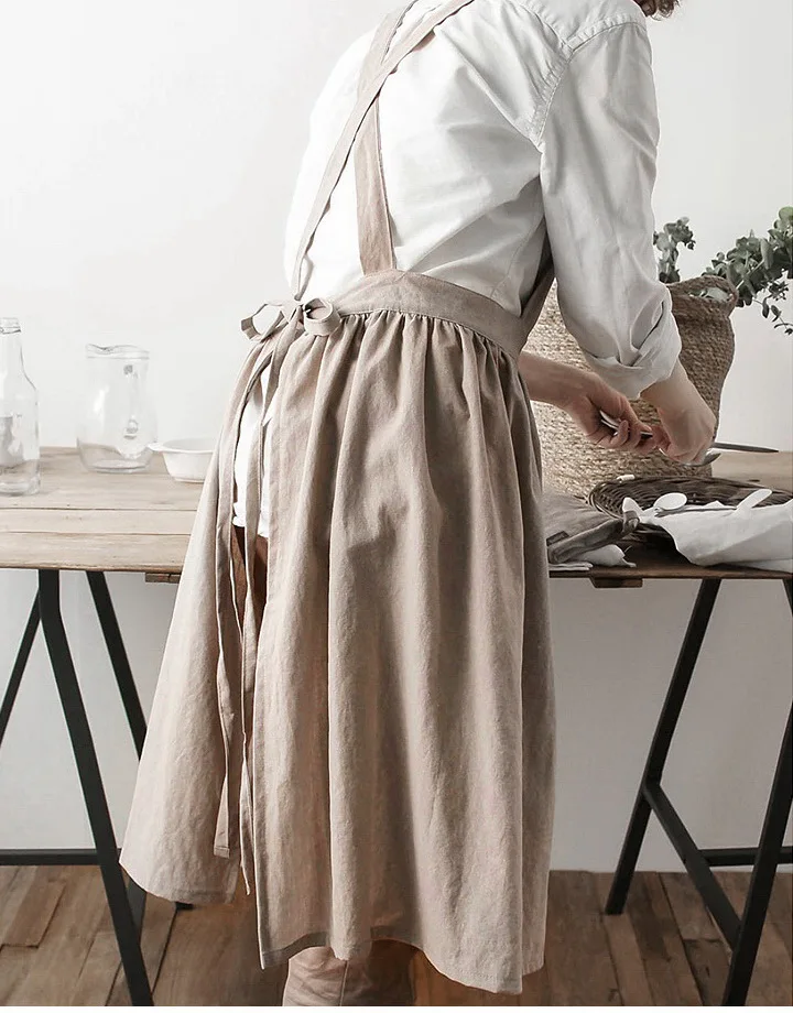 2017 New Aprons Simple Washed Cotton Uniform Unisex Adult Aprons for Woman Lady's Kitchen Cooking Gardening Coffee Shop