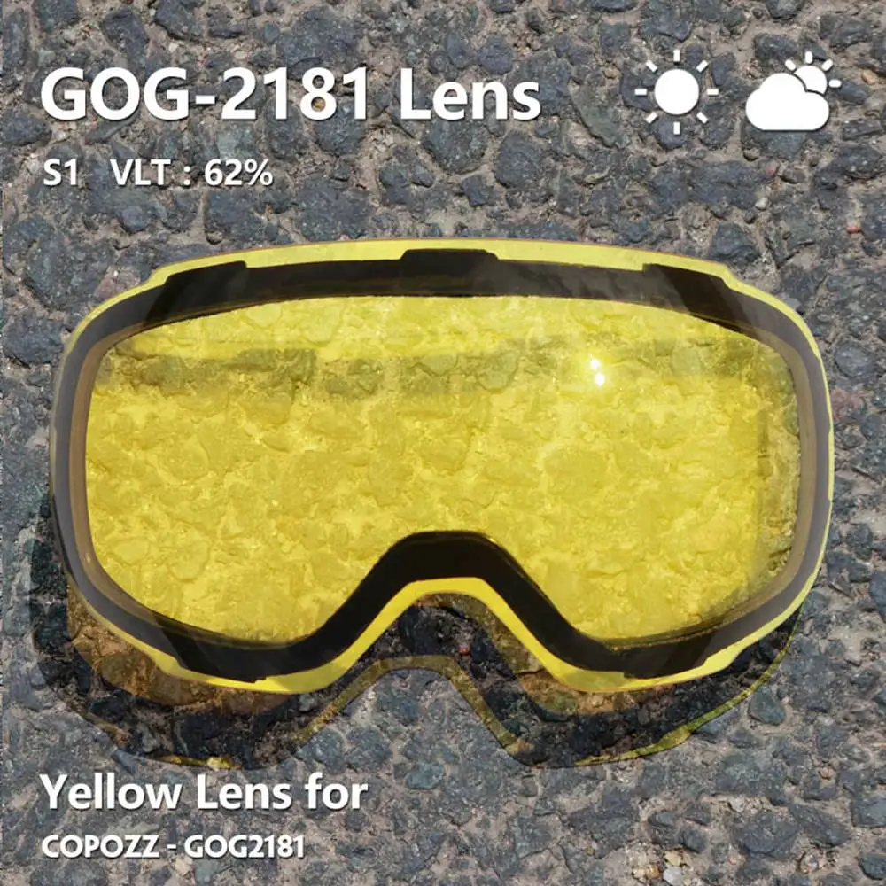 COPOZZ оригинальные GOG-2181 линзы желтые граненые магнитные линзы для лыжных очков Анти-Туман UV400 сферические лыжные очки для ночного катания на лыжах