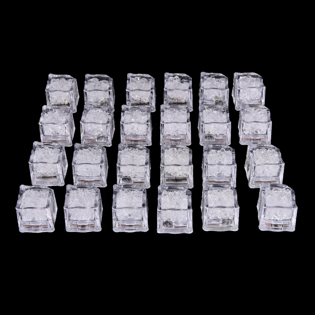 

6pcs DIY Colorful Flash LED Ice Cubes Wedding Festival Decor Party Props Luminous LED Glowing Induction Ice Cubes Multi Colors
