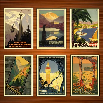 

France Travel Posters Chamonix Martigny Classic Wall Sticker Canvas Paintings Decorative Vintage Poster Home Bar Decor Gift