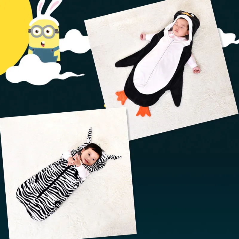 Маленький пингвин и маленькая зебра мультфильм ребенок конверт для новорожденного сосед коляска для новорожденного постельные