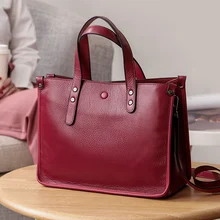 WOONAM женская модная сумка из натуральной телячьей кожи, большая сумка с верхней ручкой WB670