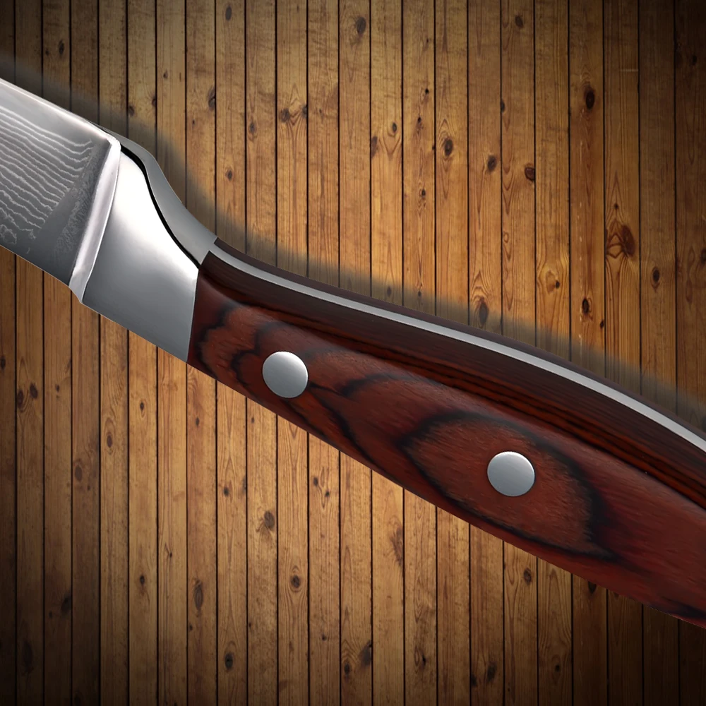 HOT Brand 3.5 Inch Fruit Damascus Knife Japanese VG10 Damascus Steel Kitchen Knife Color Wood Handle Sharp Blade Knife Tools