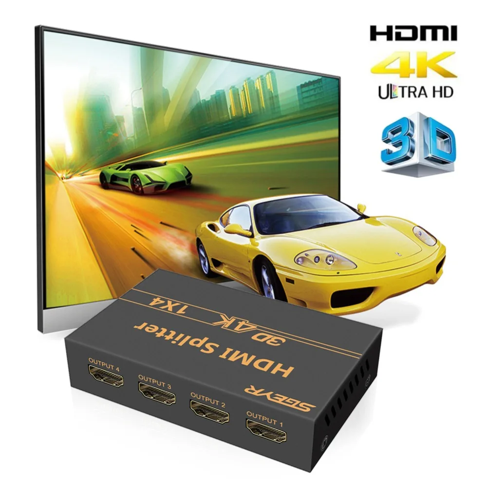 SGEYR 1.4v HDMI Splitter1X44Kx2K 4 Way HDMI Splitter 1 input 4 outputSupport HDMI 1.4HDCP4Kx2K3D&1080P For HDTV Projector