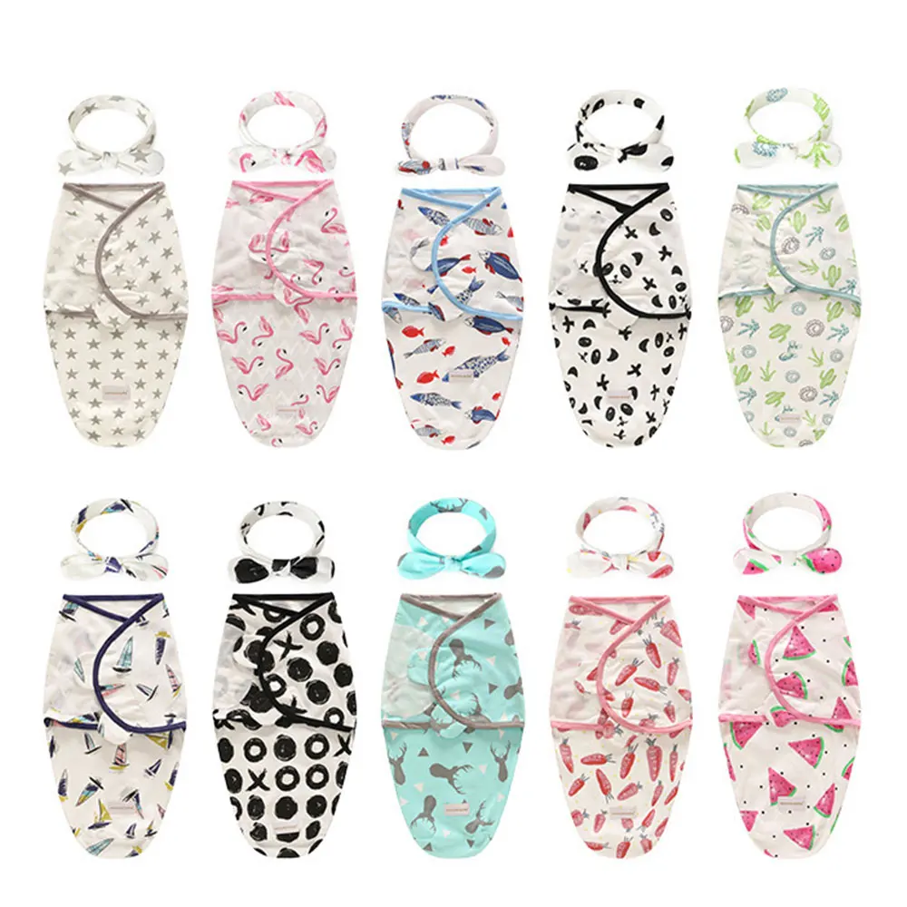 

2Pc/Set Baby Blanket+Hat Sleepsack Cotton Baby Swaddle Bedding Baby Blanket Infant Summer Wrap Parisarc Blanket & Swaddling