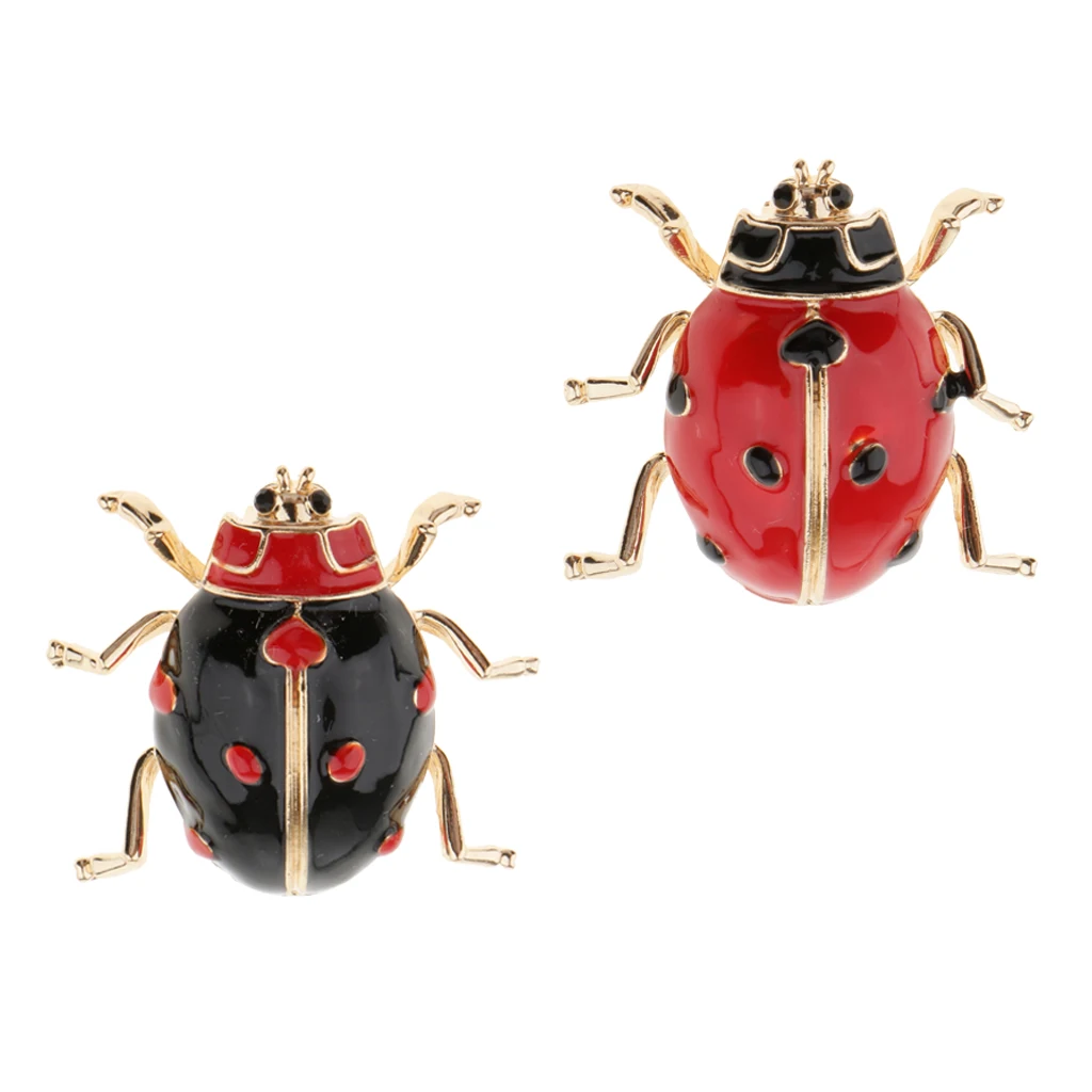 2pcs Enamel Ladybird Bug Insect Brooch Pin Womens Mens Costume
