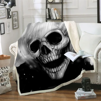 

Death Skull 3D Printed Sherpa Blanket Couch Quilt Cover Travel Child Bedding Outlet Velvet Plush Throw Fleece Blanket Bedspread