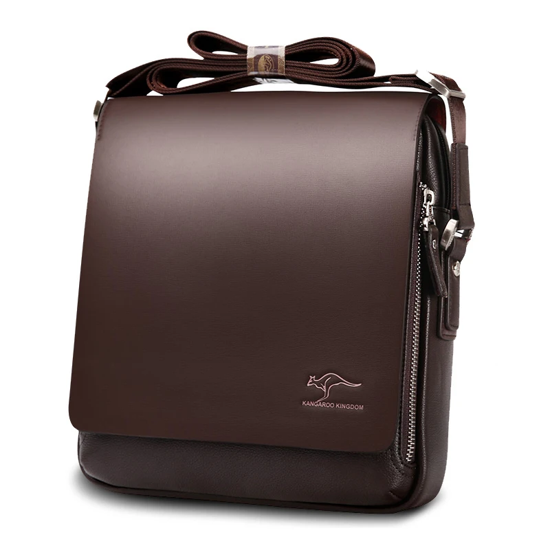 الكنغر الفاخرة العلامة التجارية خمر الرجال حقيبة ساع للرجال جلدية الأعمال حقيبة كتف الذكور Crossbody حقيبة البني عارضة حقيبة