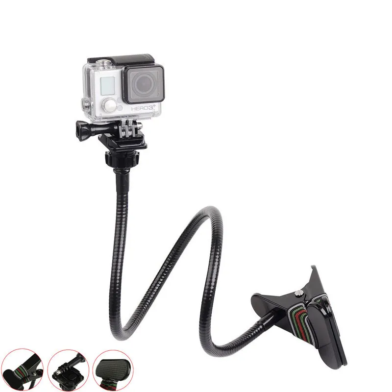 Gopro Adjustable Clamp Mount with 70cm Gooseneck Extension Flexible Jaw Clip Mount Bracket for