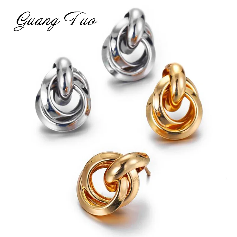 

ES338 Minimalist Gold Silver Color Love Knot Earrings for Women Classic Twisted Stud Earrings Tie the Knot Wedding Jewelry Gift