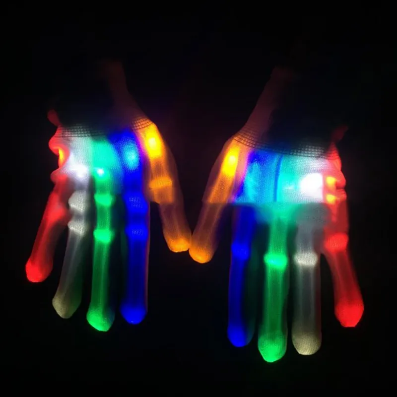 Пара красосветодио дный светодиодных перчаток Rave Light Finger Lighting мигающие перчатки унисекс скелетная перчатка