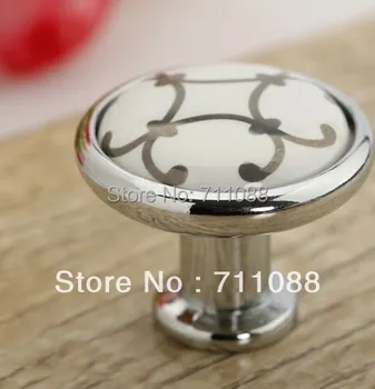 european style single hole Ceramic modern simple silver flower knob Kitchen Cabinet Furniture Handle knob