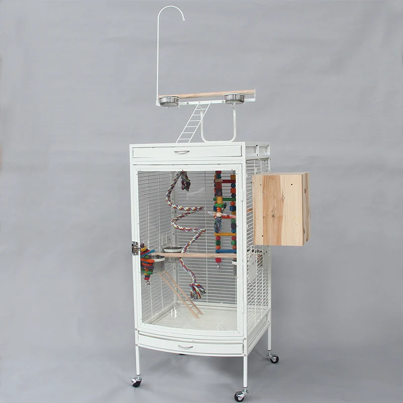 Fer En Métal Grand Perroquet Cage Acrylique Porte En Verre