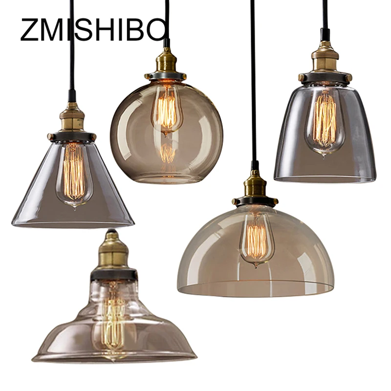 Винтажная стеклянная Подвесная лампа ZMISHIBO 110 240 В E27 потолочные светильники из