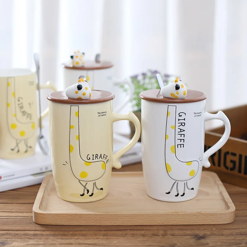 Творческий мультфильм 3D рельеф животных Жираф керамические кружки дети завтрак молоко чашки пара офиса и дома кофейная кружка для подарка