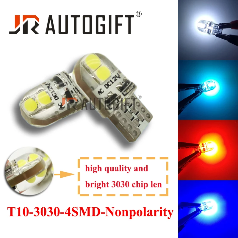 10x Auto 12V T10 Led 194 W5W 3030 4smd неполярный кремниевый красный синий белый автомобильный