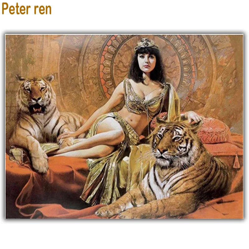 

Peter ren Diamond painting Full square rhinestones Embroidery Crafts 3d Diamond mosaic icon Picture by numbers beauty Two tigers