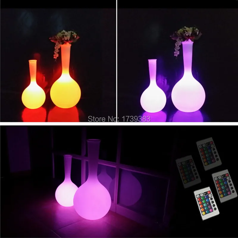 

Plastic PE Rechargeable outdoor waterproof glowing LED Floor lamp remote control led big flower pot RGB floor boughpot
