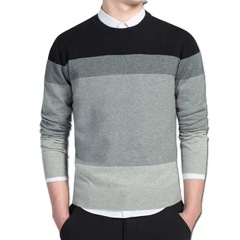 Мужские свитера и пуловеры Hombre мужские повседневные модные облегающие вязаные свитера с длинными рукавами и круглым вырезом Пуловеры Мужская одежда - Цвет: Black