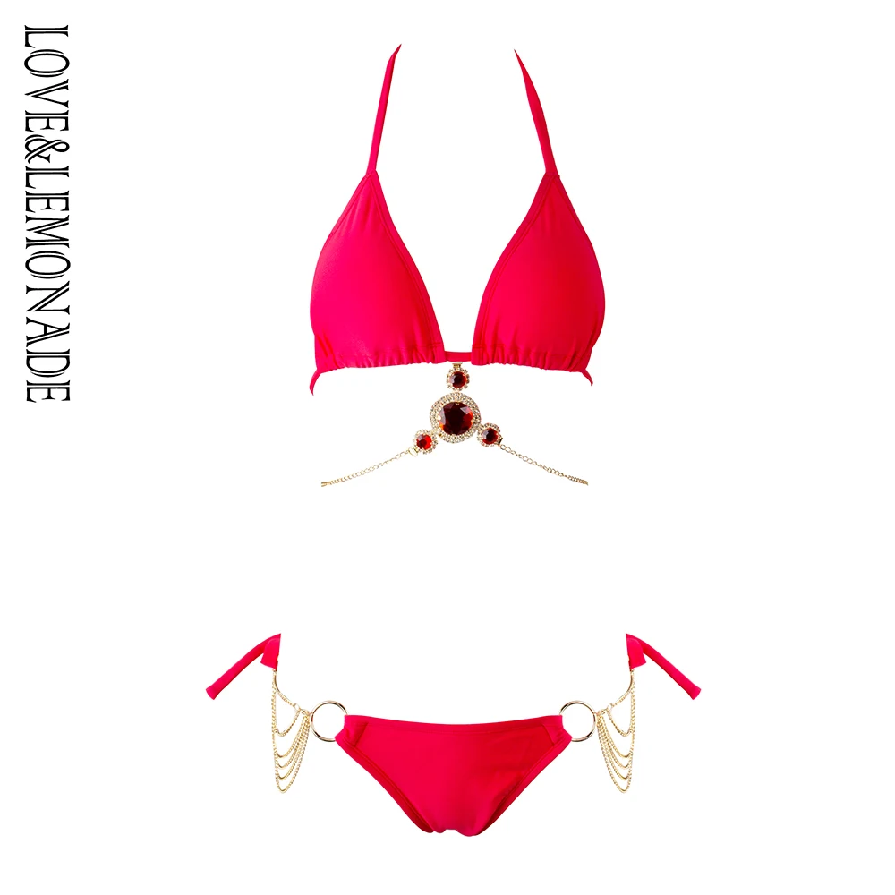 

Love&Lemonade Red Crystal Metal Chain Decoration BIKINI LM0995