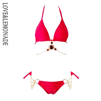 

LOVE & LEMONADE Red Crystal Metal Chain Decoration BIKINI LM0995