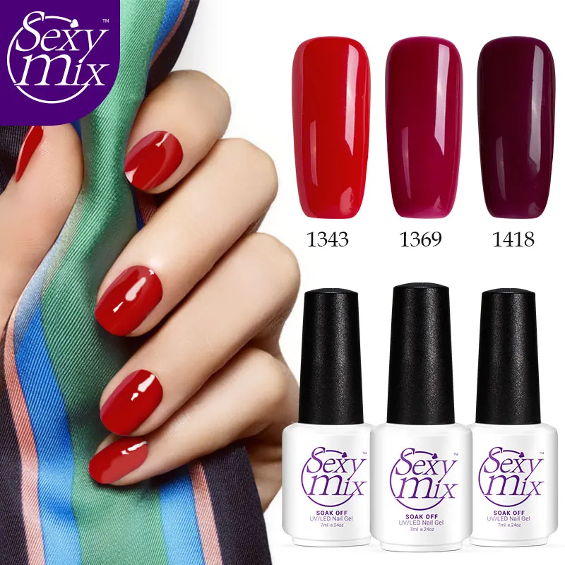 

Sexy Mix 3 Pcs/lot 7ml HOT Popular Red Series Set Soak Off Gel Polish Need UV Lamp Cured Nail Gel Varnish For Nail Art Shop