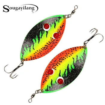 

Sougayilang 35g Winter Spoon Fishing Lure 12cm Trout Hard Metal Vib Lure Pike Fake Fish Spinner Bait Artificial with 3D Eyes