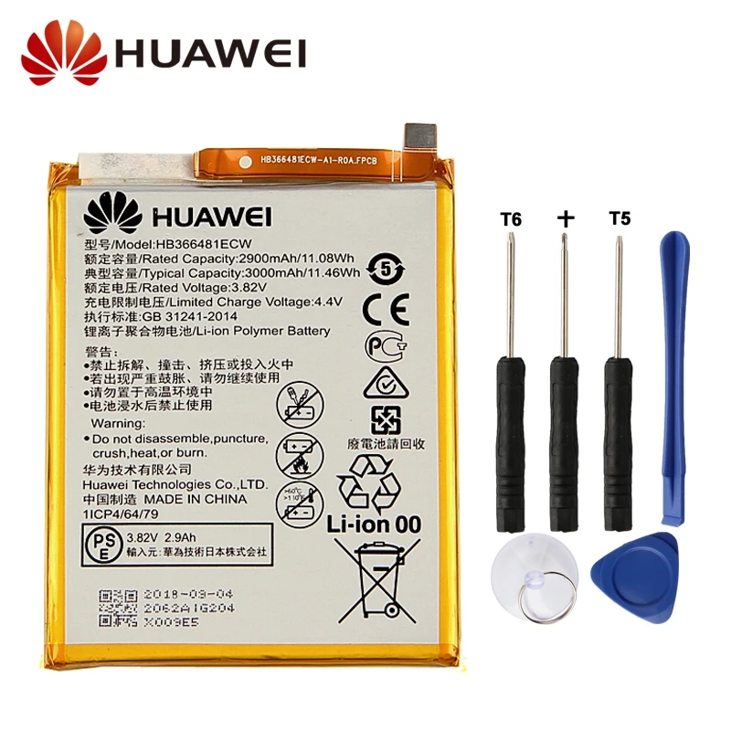 

Original Replacement Battery Huawei HB366481ECW For Huawei P9 Lite honor 8 lite 5C Ascend G9 Authentic Phone Battery 2900mAh