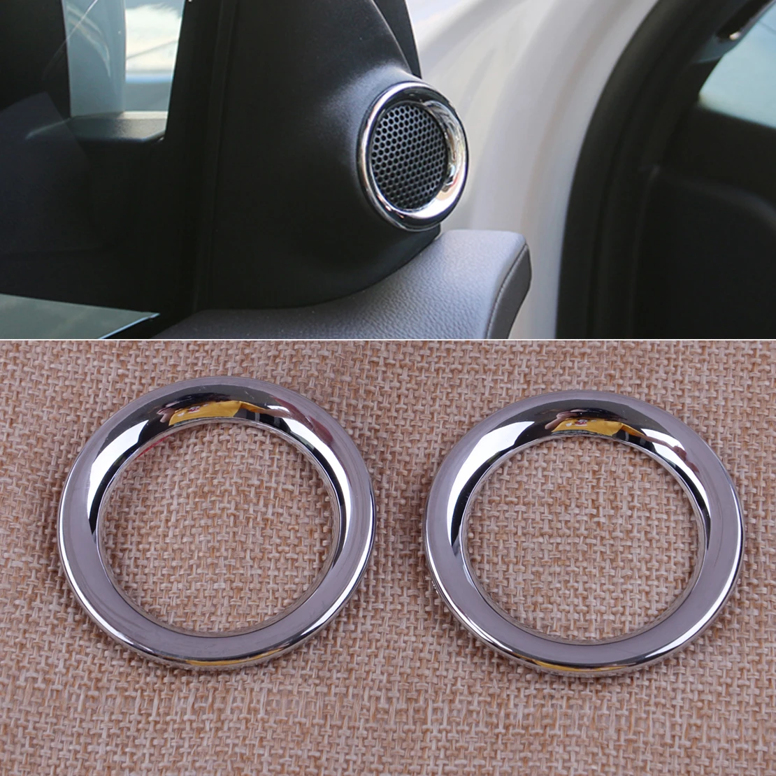 

CITALL 2pcs ABS Chrome Decor Ring Front Door Sound Stereo Speaker Cover Trim Car Styling Fit For Jeep Grand Cherokee 2011-2018