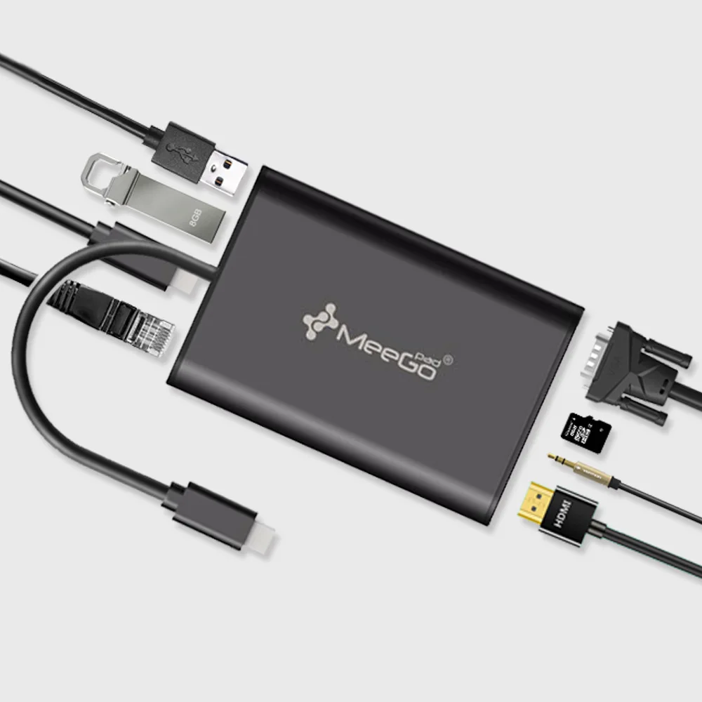 

Type-C converter All-in-one Hub support HDMI HD Video Output+VGA+RJ45 Adapter+ 2*USB3.0+TF CardReader+ AUDIO with DSP port