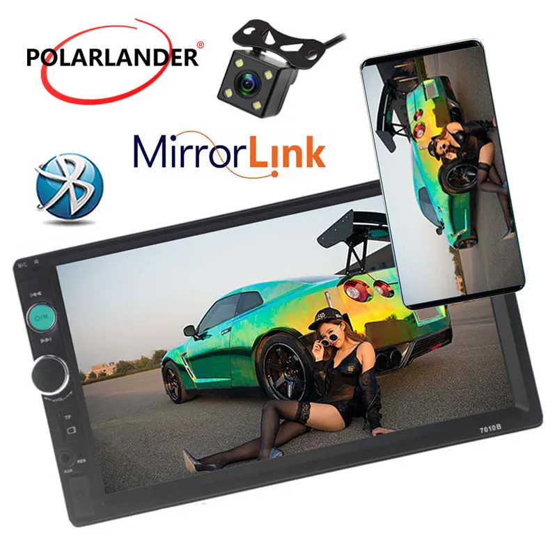 Зеркало Ссылка HD сенсорный экран 2 Din двойной-DIN MP5 MP4 плеер Автомобильный fm-радио 10 языков Bluetooth с обратной камерой высокое качество