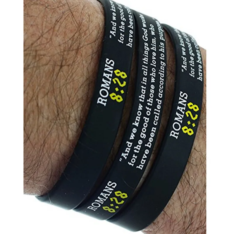 

1PCS faith Religion Jesus Bible Verses Religious Christian ROMANS 828 silicone rubber bracelet wristband