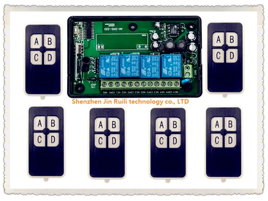 

New AC85V 110V 220V240V 4CH RF Wireless Remote Control Relay Switch Security System Garage Doors Electric Doors 6*Transmitter