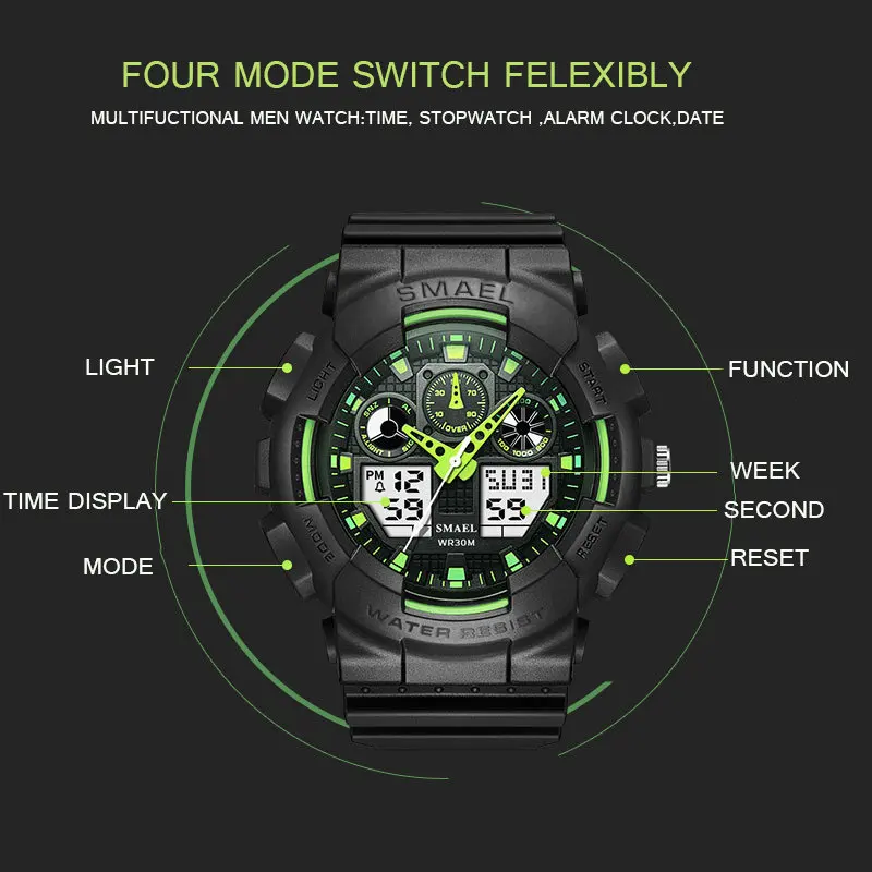 SMAEL брендовые Смарт часы для мужчин Спорт светодиодный цифровой мужской ClockWristwath s