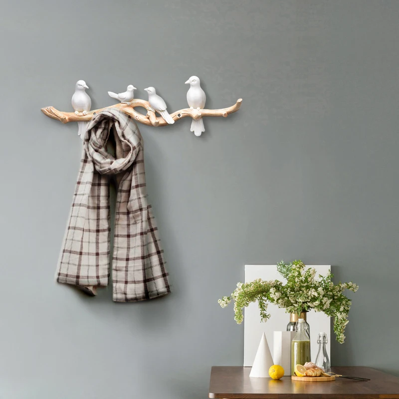 

Modern Resin Birds Key Frame Hook Crafts Decoration Livingroom Corridor Wall Hanger Decor Bedroom Clothes Rack Wall Holder Art