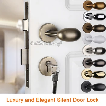

Elegant Luxury European Silent Door Lock Set Interior Living Room Bedroom Bathroom Mute Oval Door Knobs Lock for 35~50mm Doors