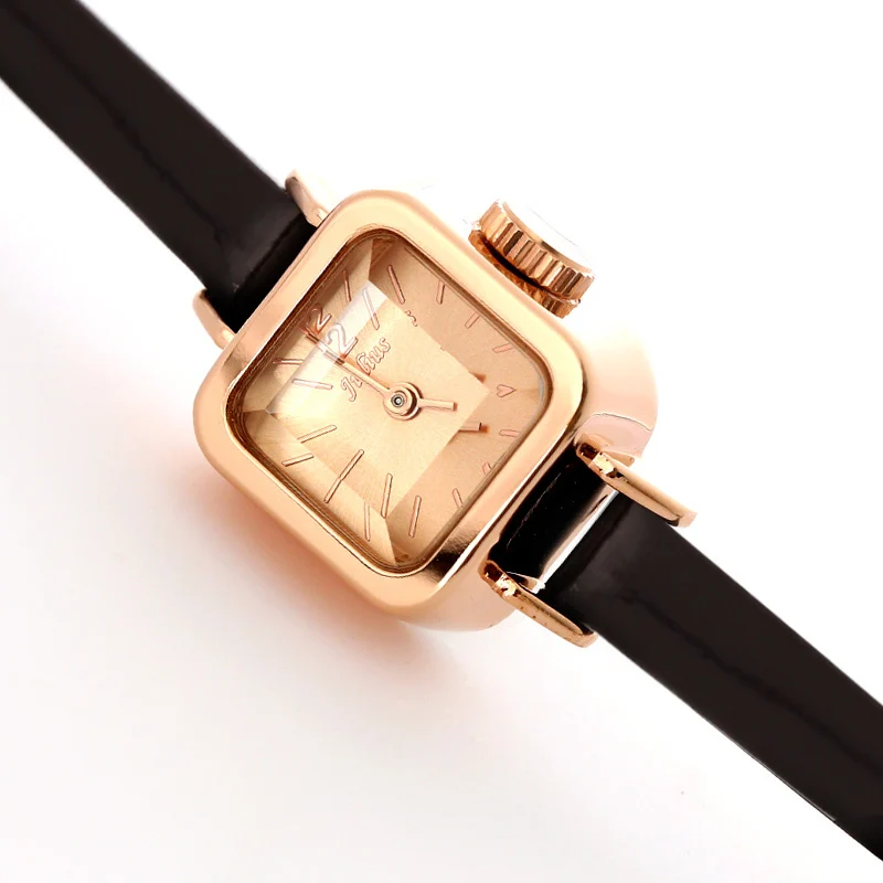 Julius Unique Square Small Dial Small Ladies Watches Women Thin Leather Strap Quartz Watches Rose Gold Female Watch Montre Femme