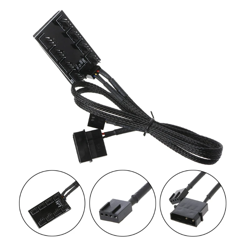 1 To 8 4 Pin Molex TX4 PWM CPU Cooling Fan Splitter Adapter Braided Power Cable