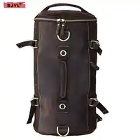 BJYL Multi-function models Men's Genuine leather backpack shoulder bag crazy horse leather small men travel backpack bucket bags