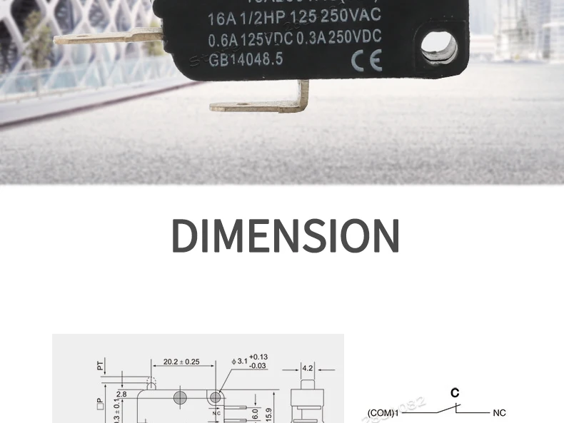 Микро Переключатель 16A 250VAC микро нормально открытый Закрытый Концевой выключатель без NC V-15-1C25 высокое качество