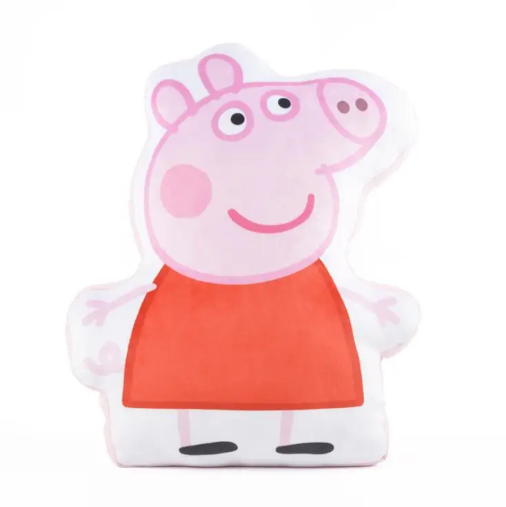 Hot 42-46cm Genuine Peppa Pig peppa George dad mum Dinosaur family plush toy Biscuit pillow kids birthday Christmas gift Doll - Цвет: 01 - 1pc