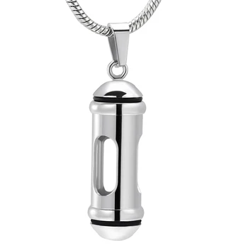 

Stainless Steel Cylinder Glass Cremation Pendant Memorial Necklace Ashes Holder Urn for Your Loved One Keepsake Funeral Jewelry