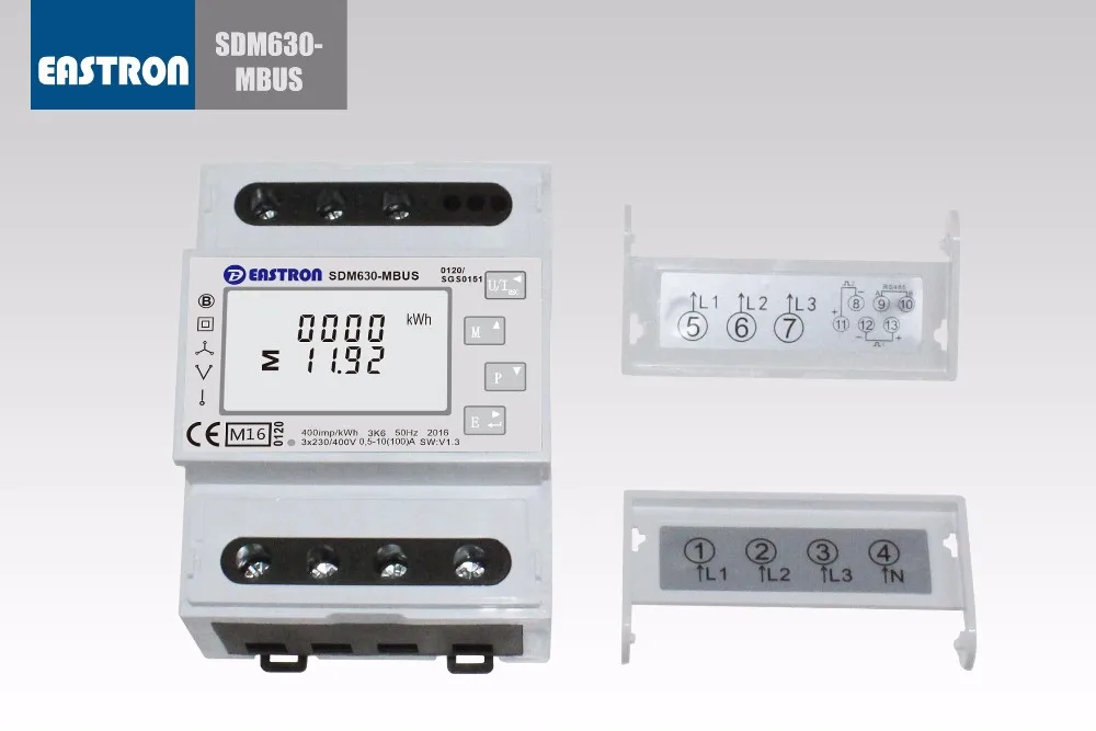 SDM630 Mbus. Трехфазный измеритель энергии M-bus lcd и сенсорные кнопки, Импульсные и RS485 Mbus выходы не MID