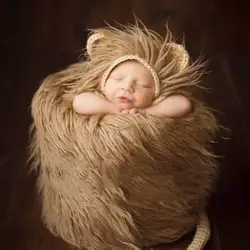Puseky милый Лев Новорожденный ребенок Фотография шляпа и "хвостатый" Набор новорожденных крючком Детская шляпа Кепка новорожденные животные