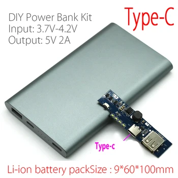 

DIY Power Bank PCB Module Kit USB 3.7-4.2V 5V 2A Power Bank 18650 Battery Charger Lithium polymer batteries For Type-C Phone
