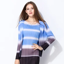 Новинка, женское весеннее пальто miyake в европейском и американском стиле, тонкое, постепенное обесцвечивание